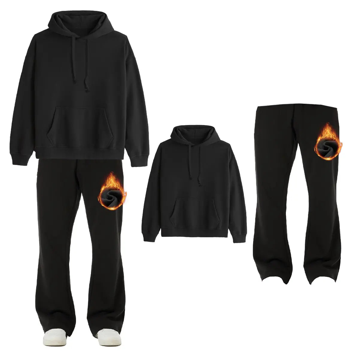 BRISIRA Men'S Flared Sweatpants Fleece Lined with Bell Bottoms Pockets Joggers for Men Elastic Drawstring Baggy