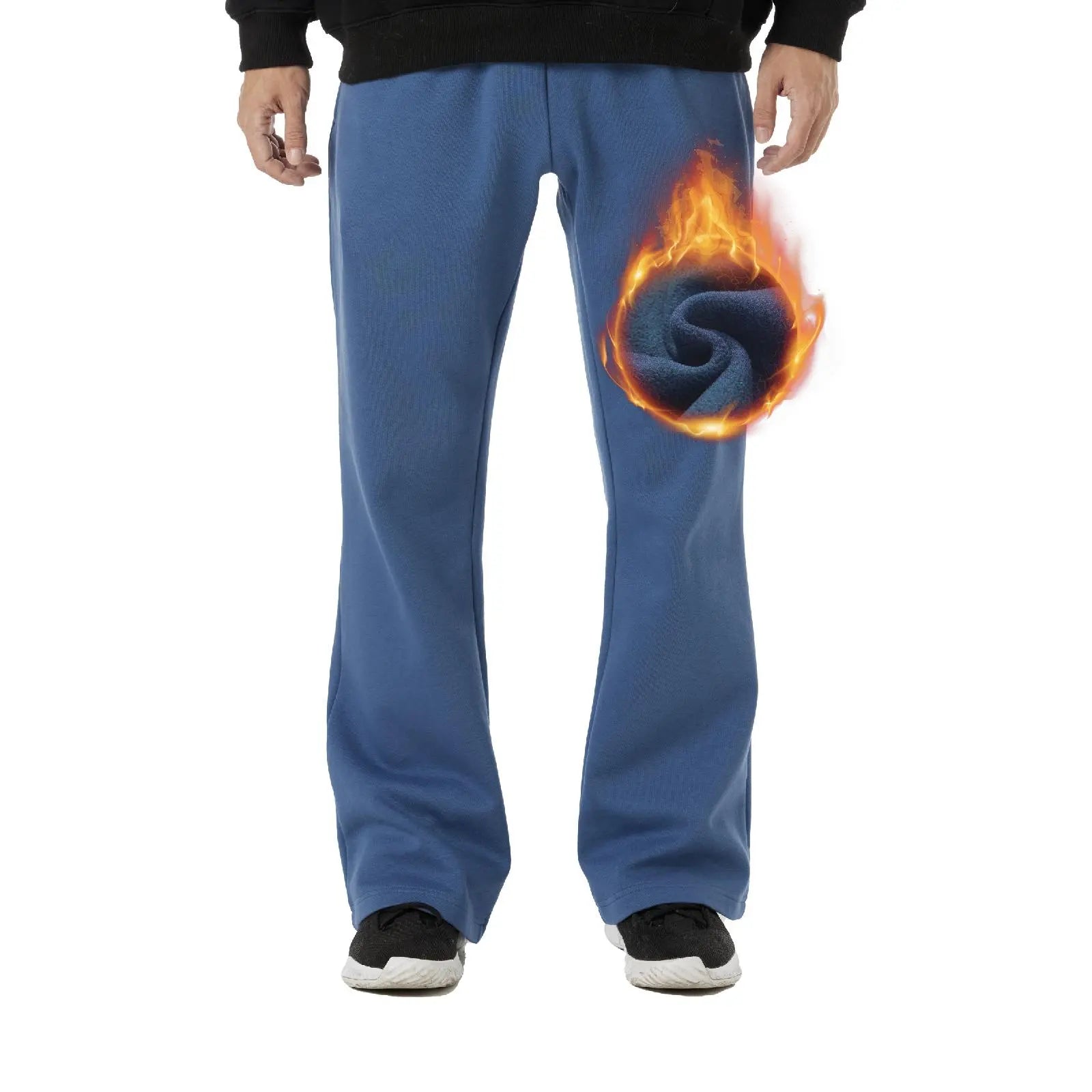 BRISIRA Men'S Flared Sweatpants Fleece Lined with Bell Bottoms Pockets Joggers for Men Elastic Drawstring Baggy