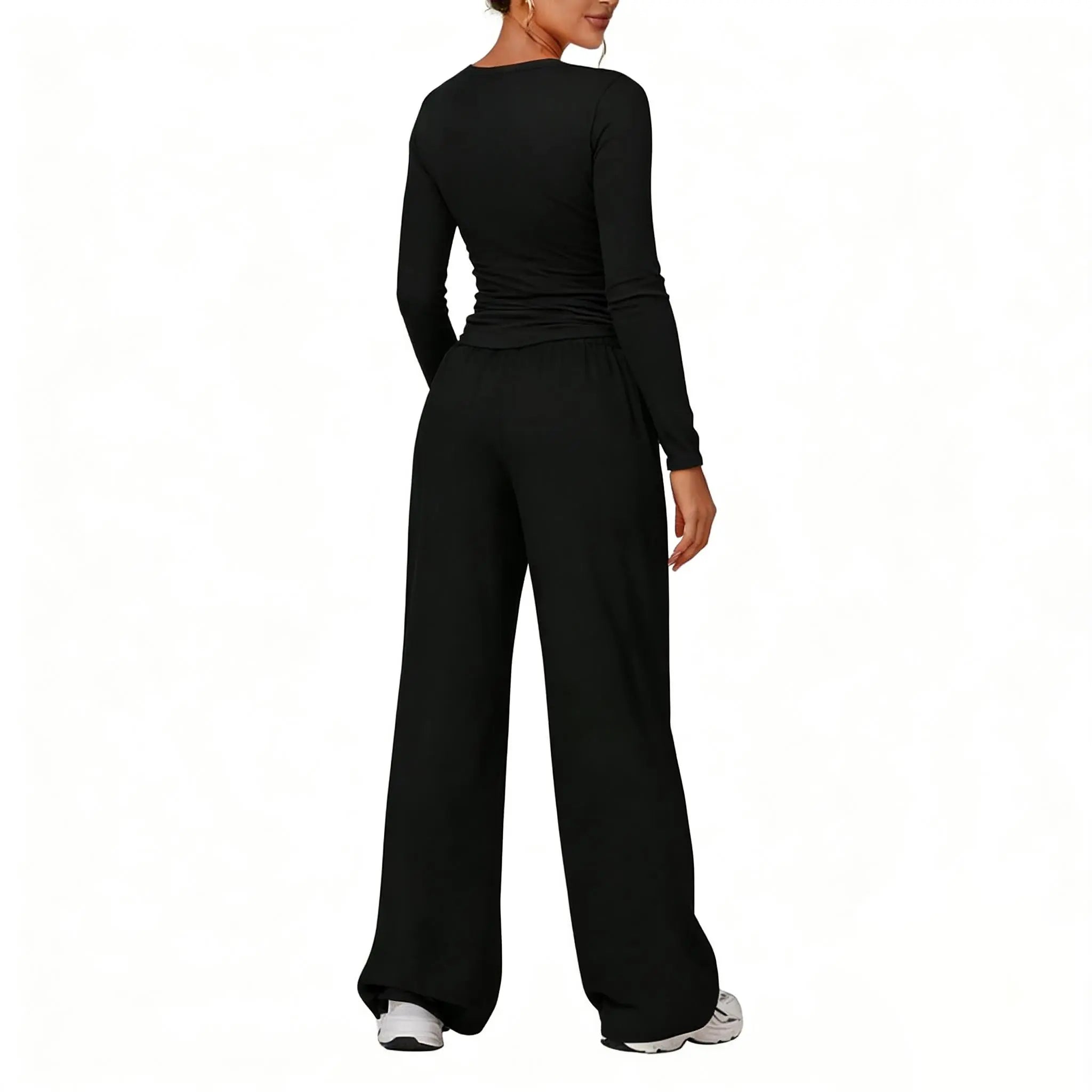 Women'S Stretchy 2-Piece Yoga Outfit:Long-Sleeve Crop Top &Wide-Leg Pants Stretchy Fabricfor Yoga Leisure Daily Active Scenarios Workout Runningclothes Springstatements