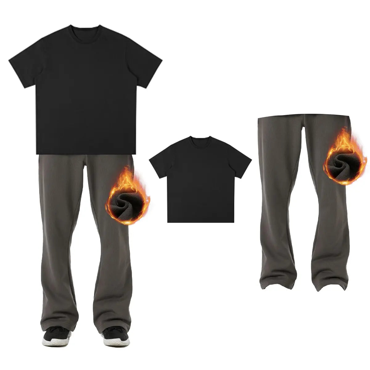 BRISIRA Men'S Flared Sweatpants Fleece Lined with Bell Bottoms Pockets Joggers for Men Elastic Drawstring Baggy