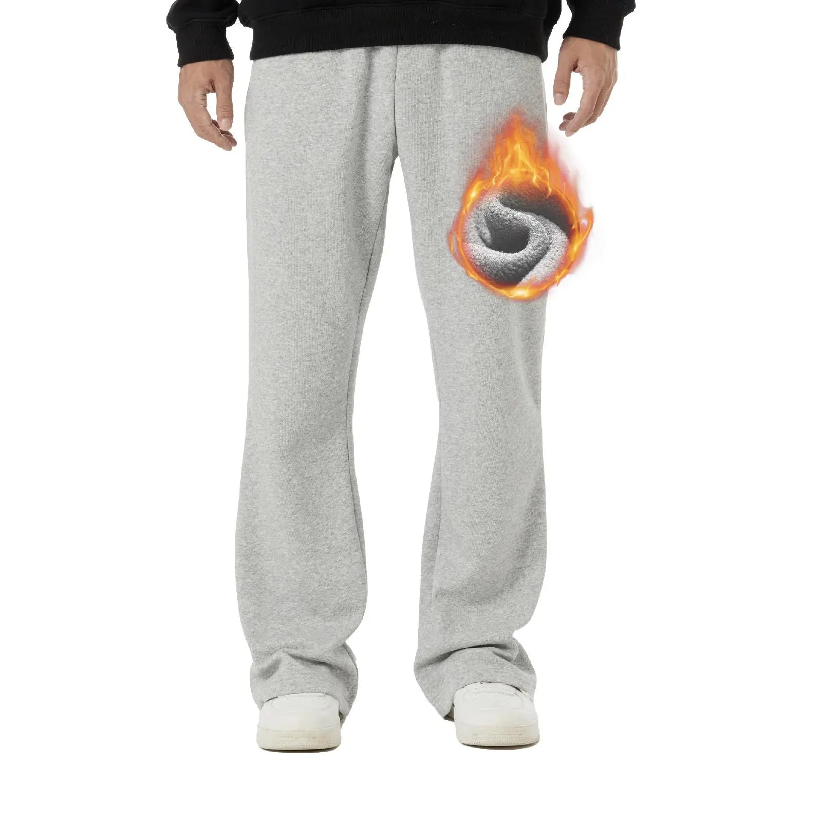 BRISIRA Men'S Flared Sweatpants Fleece Lined with Bell Bottoms Pockets Joggers for Men Elastic Drawstring Baggy