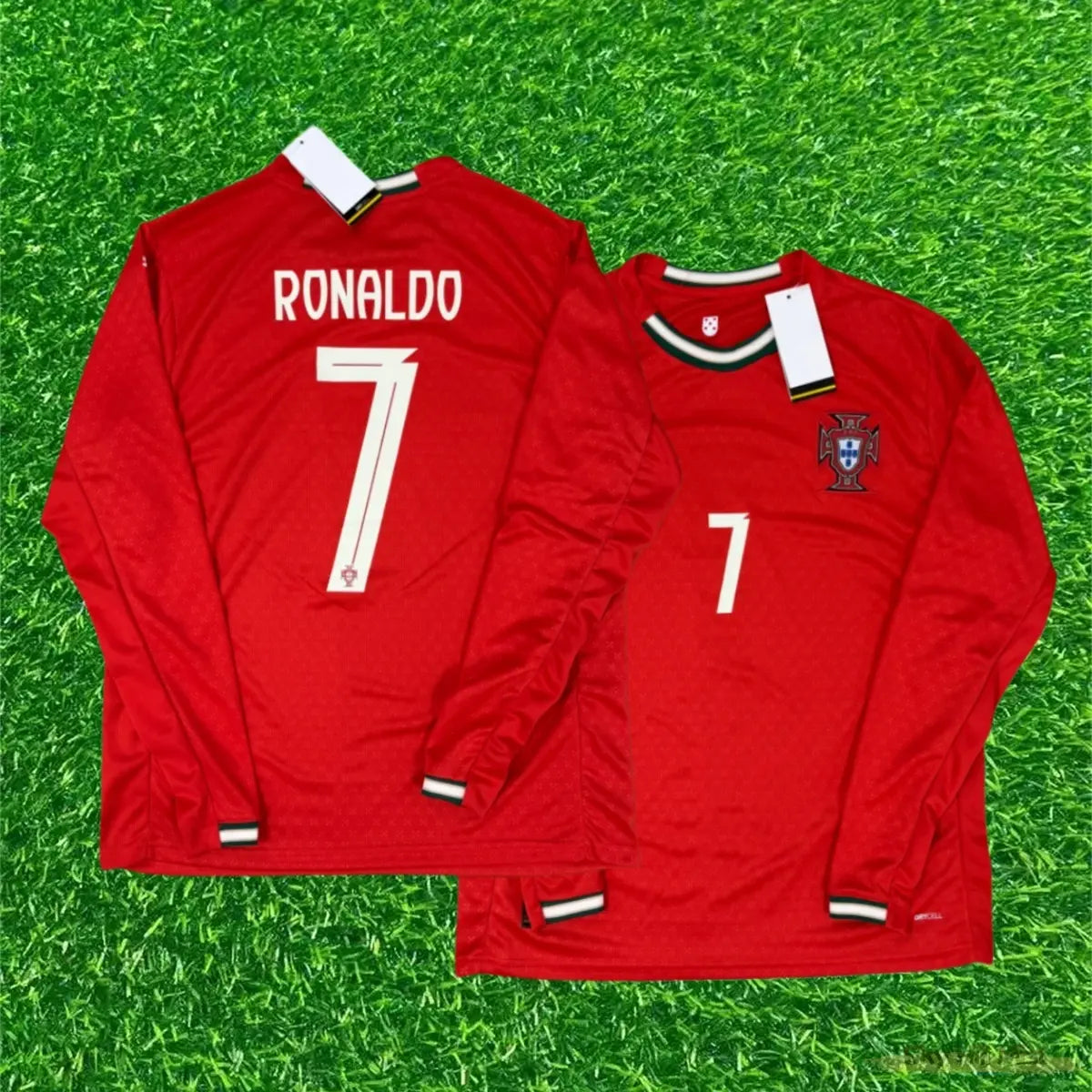 2526 Portugal Away Red No. 7 CR7 Long Sleeves Soccer Jerseys