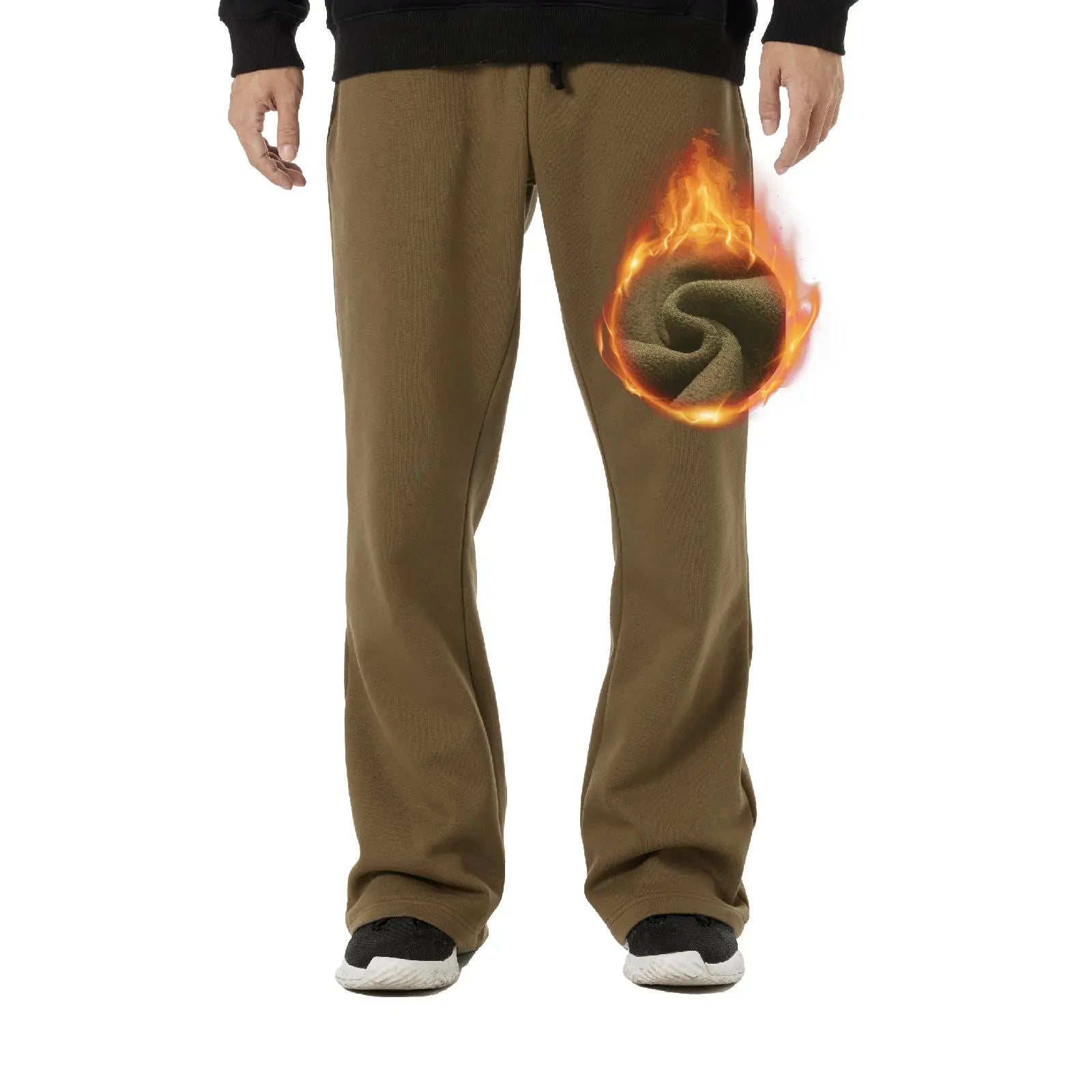 BRISIRA Men'S Flared Sweatpants Fleece Lined with Bell Bottoms Pockets Joggers for Men Elastic Drawstring Baggy