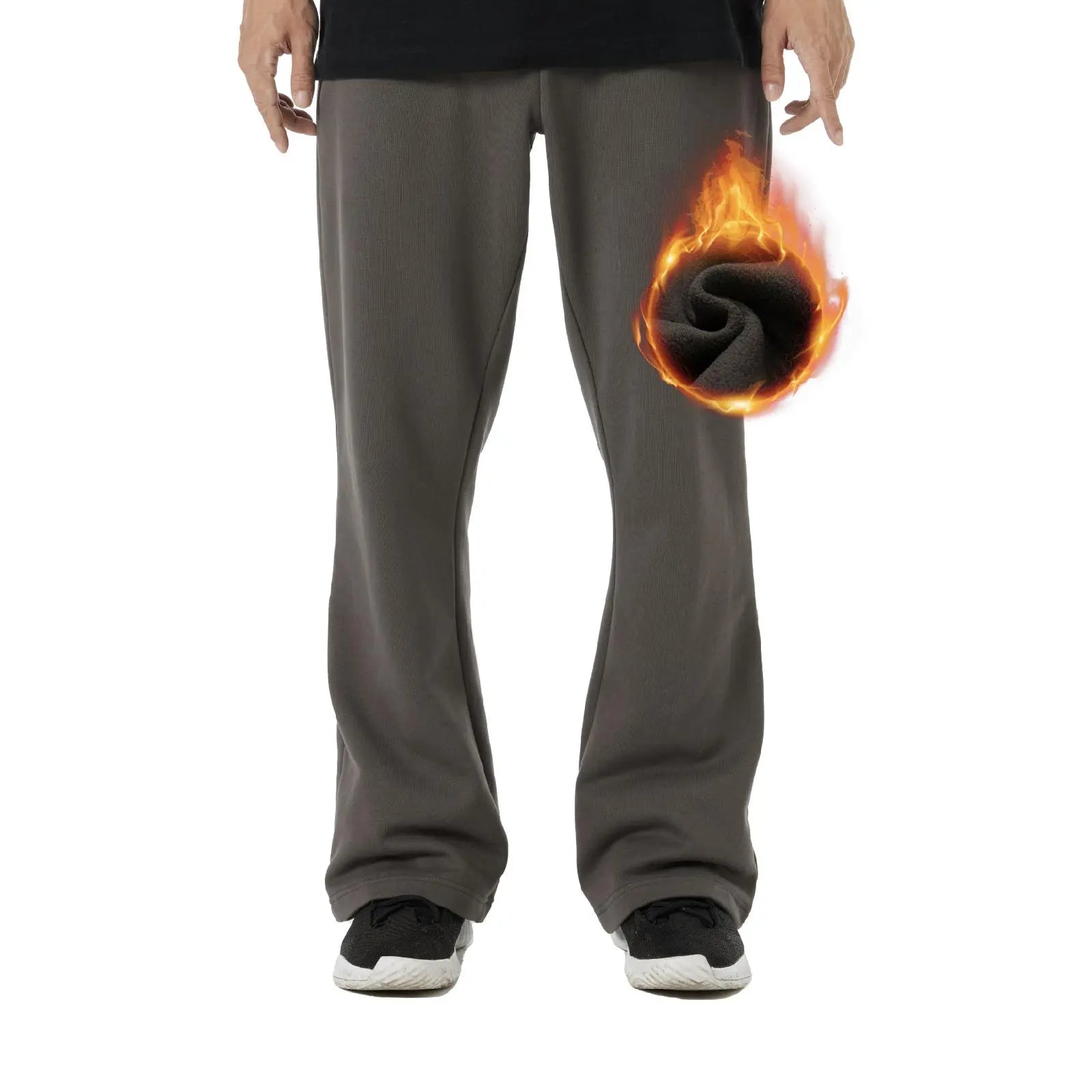 BRISIRA Men'S Flared Sweatpants Fleece Lined with Bell Bottoms Pockets Joggers for Men Elastic Drawstring Baggy