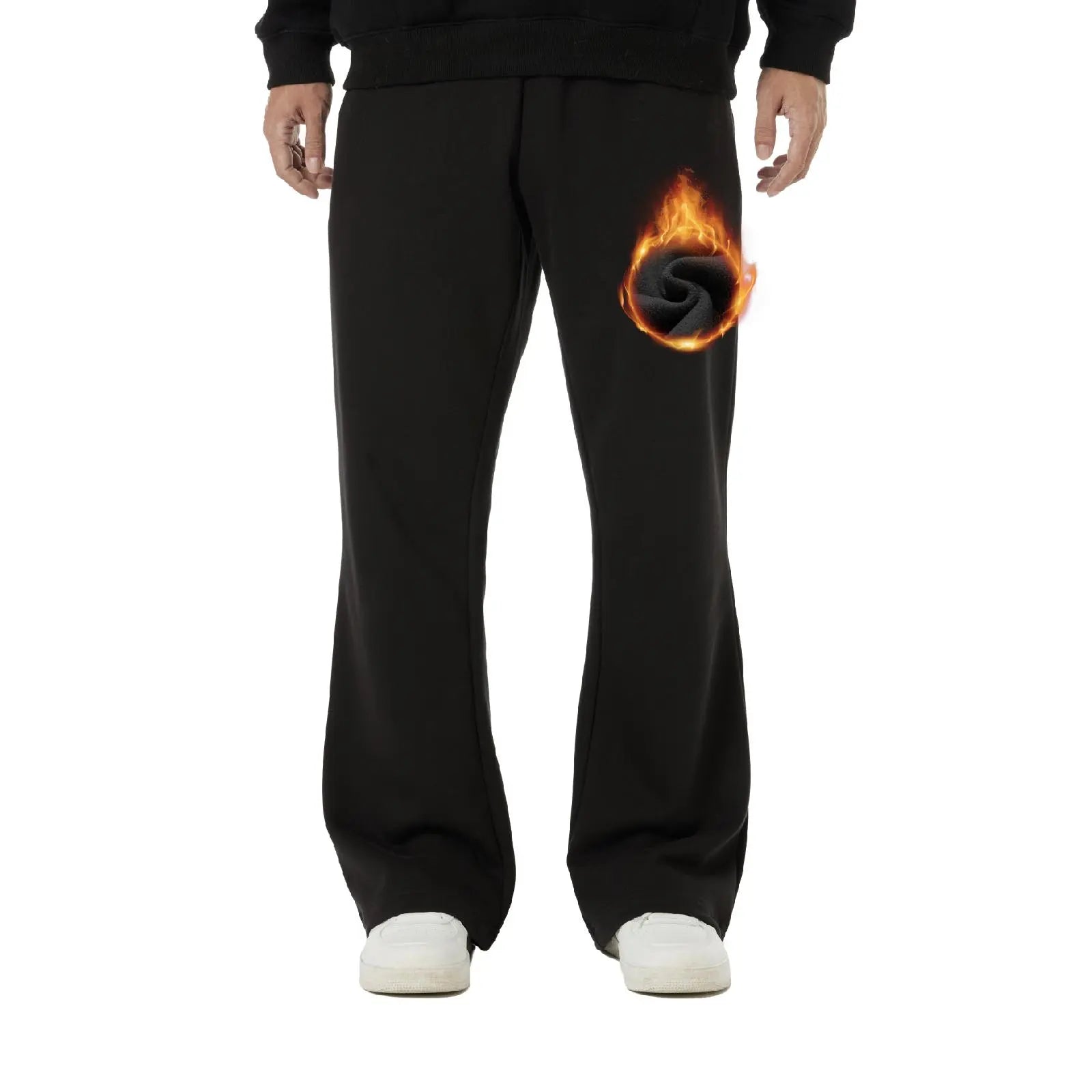 BRISIRA Men'S Flared Sweatpants Fleece Lined with Bell Bottoms Pockets Joggers for Men Elastic Drawstring Baggy