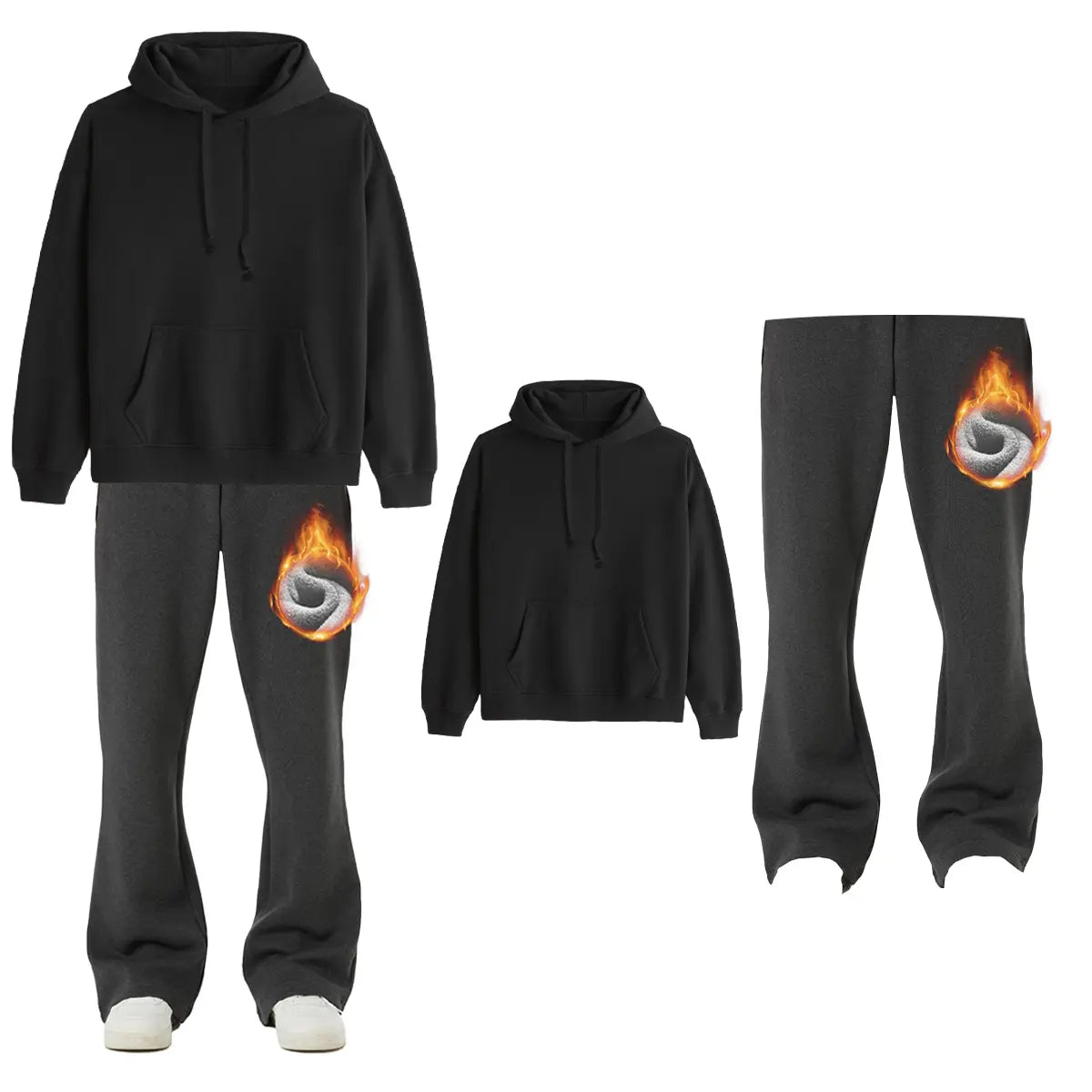 BRISIRA Men'S Flared Sweatpants Fleece Lined with Bell Bottoms Pockets Joggers for Men Elastic Drawstring Baggy