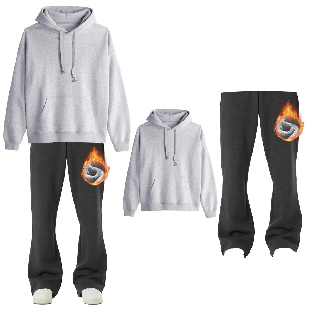 BRISIRA Men'S Flared Sweatpants Fleece Lined with Bell Bottoms Pockets Joggers for Men Elastic Drawstring Baggy