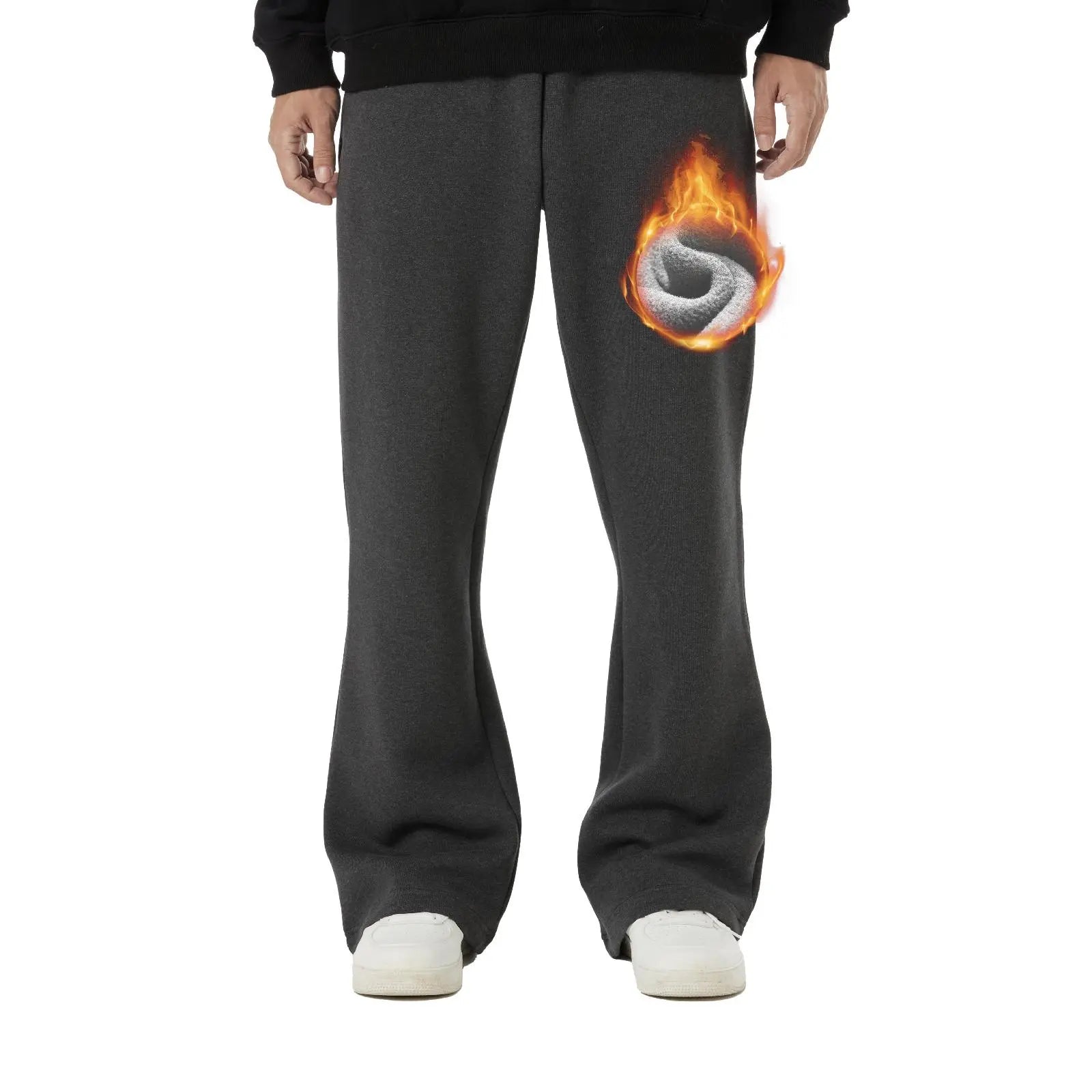 BRISIRA Men'S Flared Sweatpants Fleece Lined with Bell Bottoms Pockets Joggers for Men Elastic Drawstring Baggy