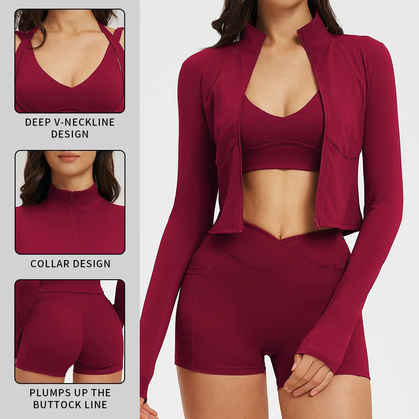 MFVIM Women’S 3-Piece Sports Set — High-Waisted Impact Compression Butt-Lifting Yoga Pants for Running, Yoga, Everyday Workouts