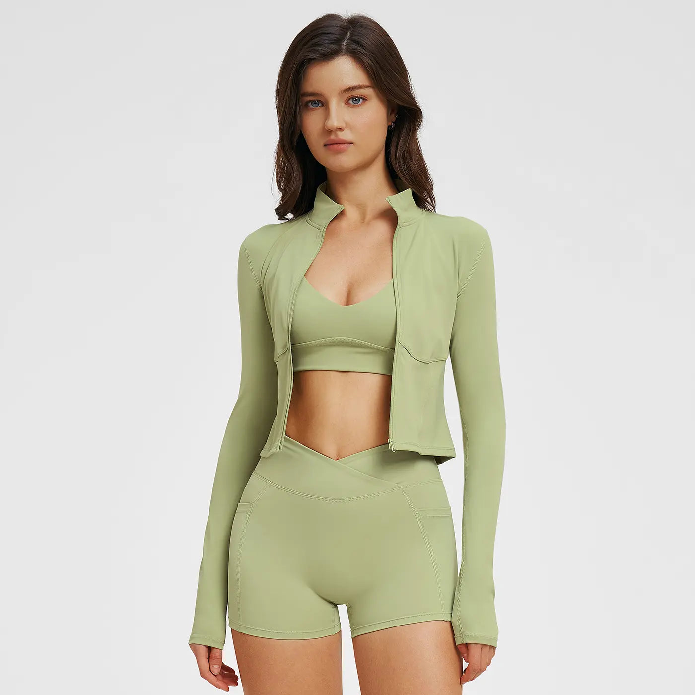 MFVIM Women’S 3-Piece Sports Set — High-Waisted Impact Compression Butt-Lifting Yoga Pants for Running, Yoga, Everyday Workouts